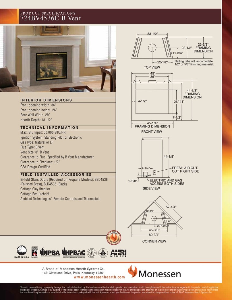 Monessen Hearth B Vent 724BV4536C Installation instructions