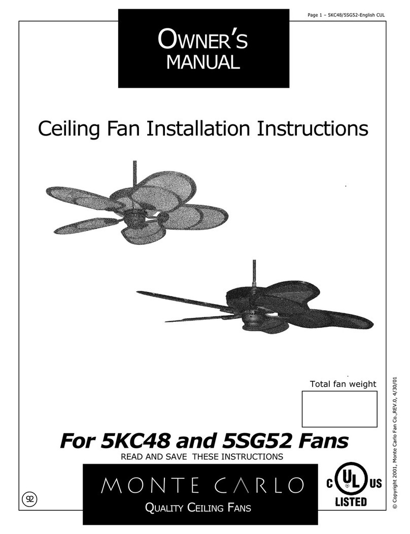 Monte Carlo Fan Company 5KC48 owner's manual