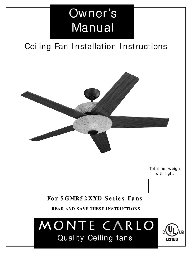 Monte Carlo Fan Company 5GMR52XXD Series owner's manual