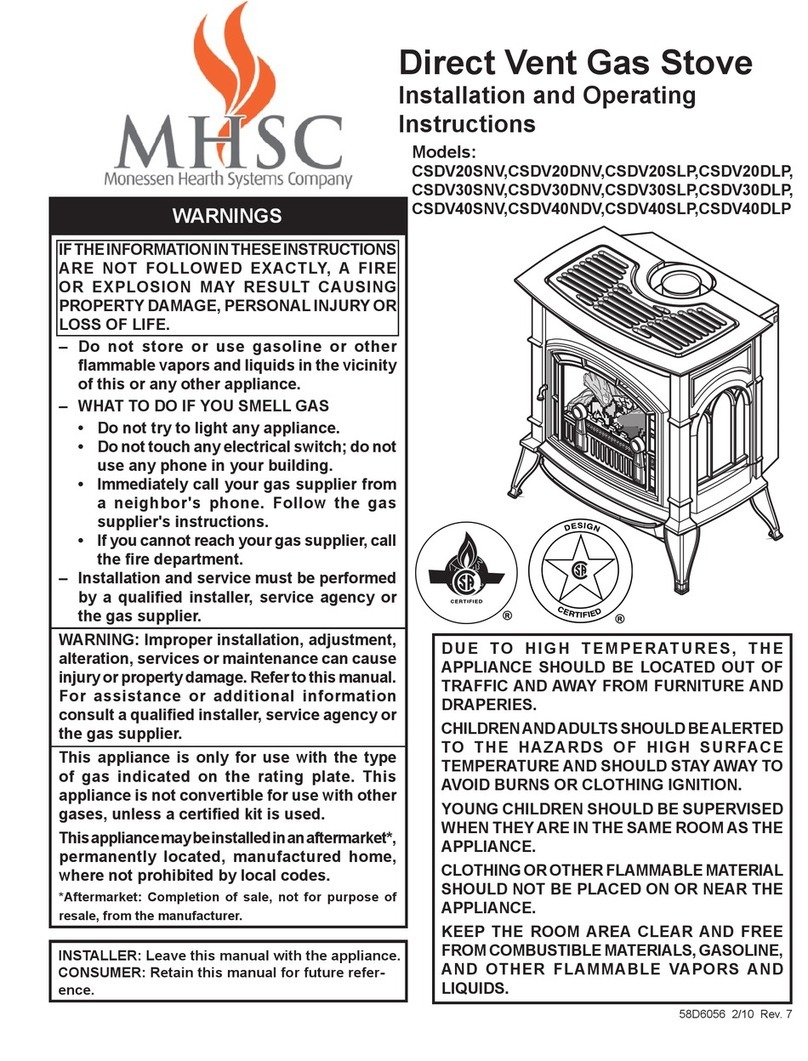 Monessen Hearth CSDV20SLP Installation and operating instructions