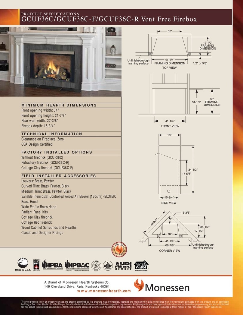 Monessen Hearth Vent Free Firebox GCUF36C-F Installation instructions