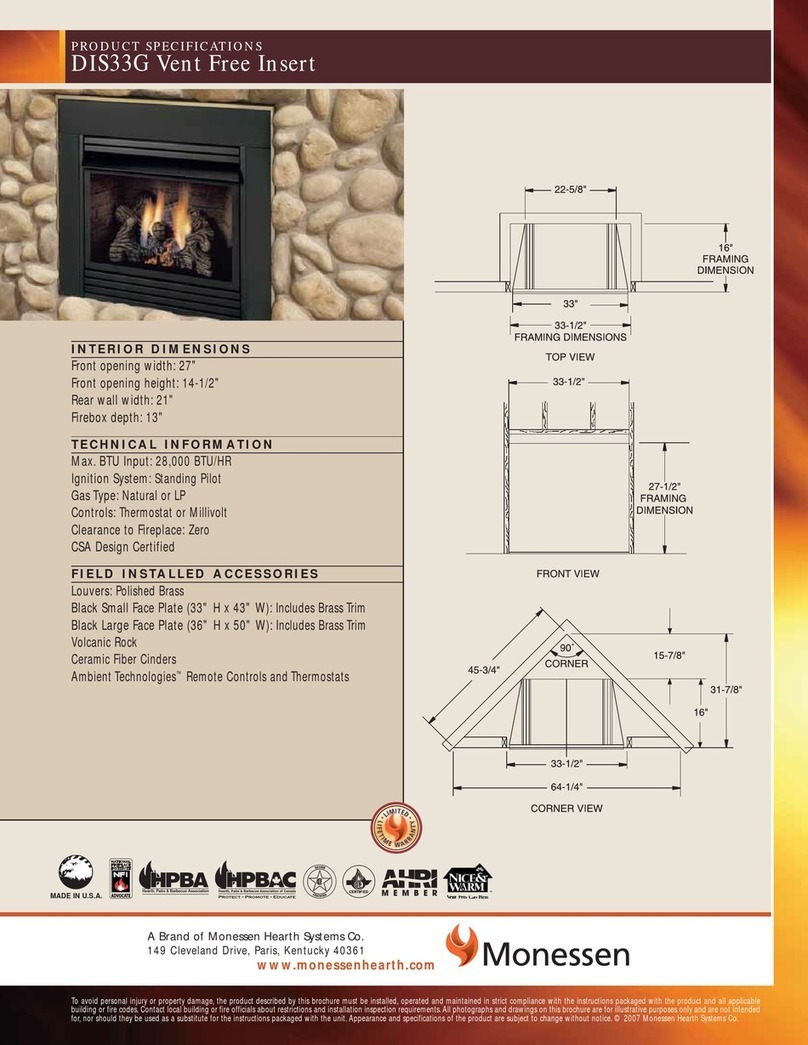 Monessen Hearth Vent Free Insert DIS33G Installation instructions Monessen Hearth Vent Free Insert DIS33G Installation instructions