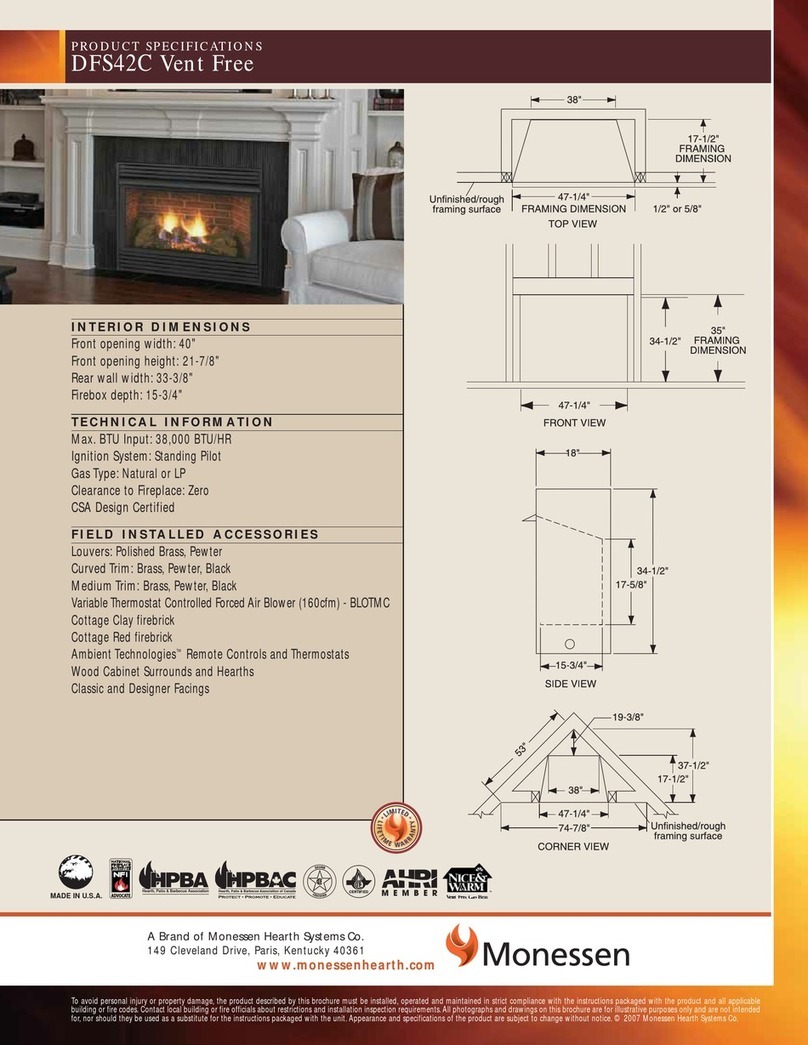 Monessen Hearth Vent Free DFS42C Installation instructions