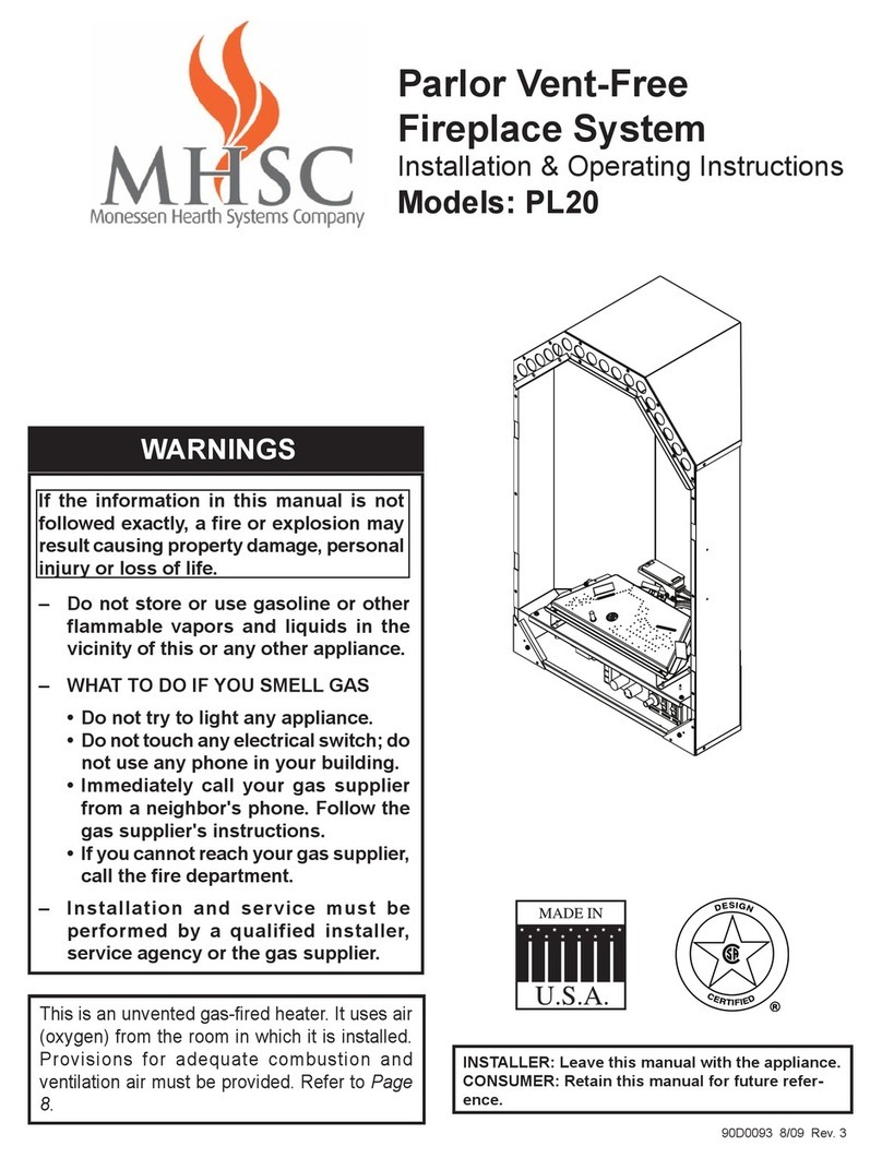 MHSC PARLOR VENT-FREE PL20 Installation and operating instructions