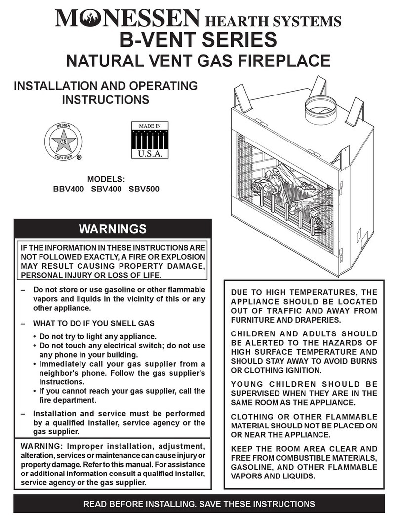 Monessen Hearth Natural Vent Gas Fireplace BBV400 User manual Monessen Hearth Natural Vent Gas Fireplace BBV400 User manual