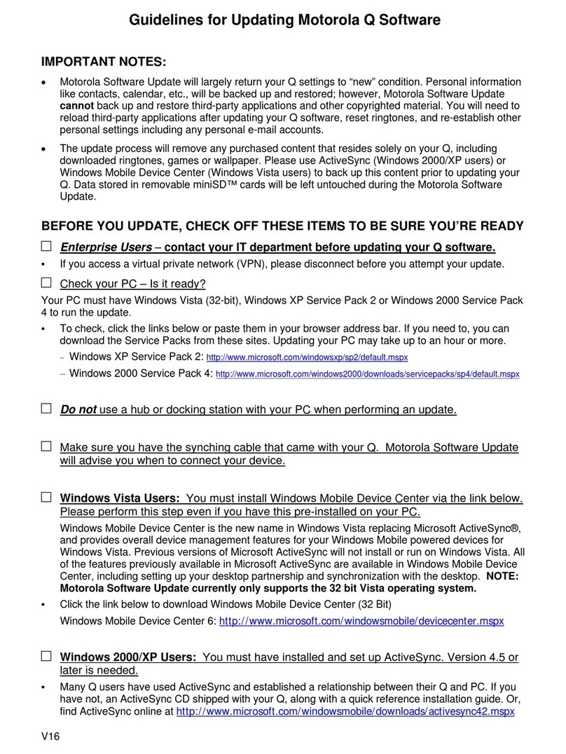 Motorola V16 Quick start guide
