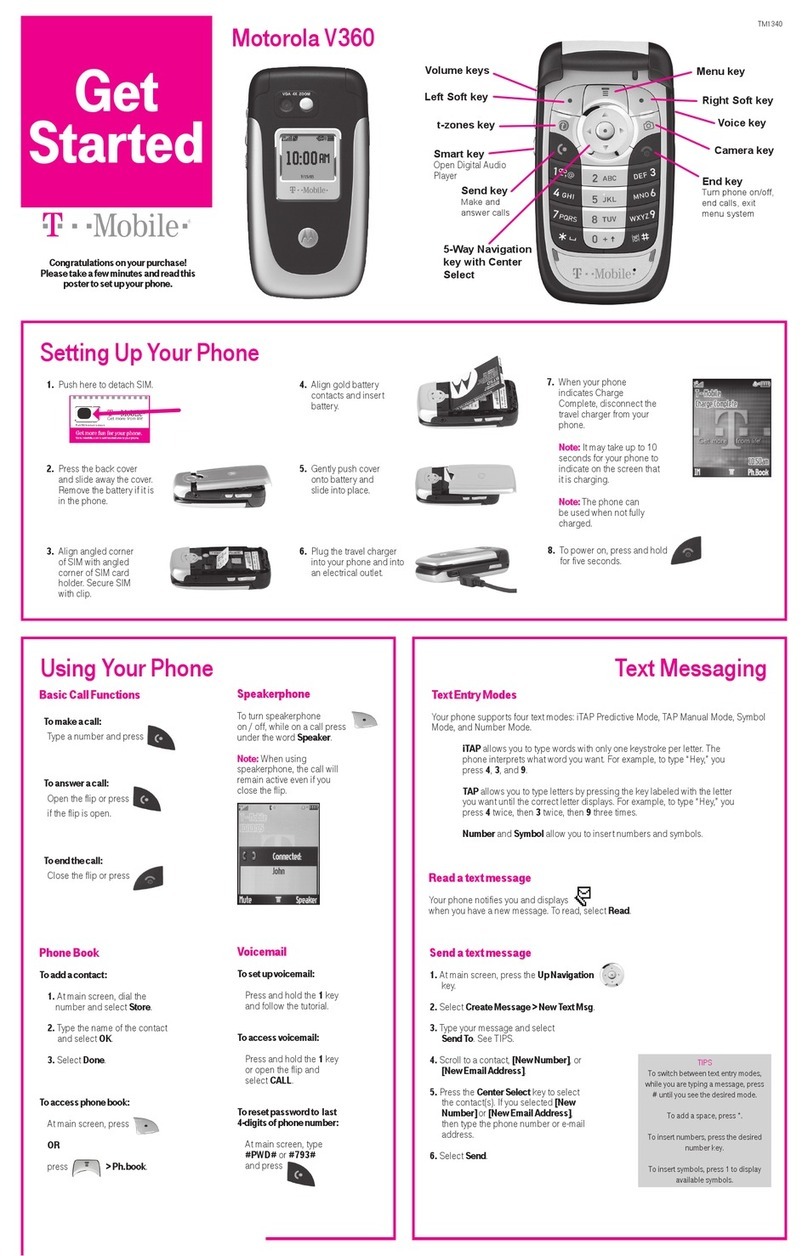 Motorola V360 Specification sheet