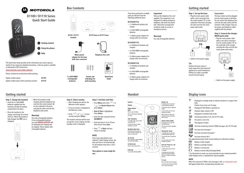 Motorola D1110 Series quick start guide