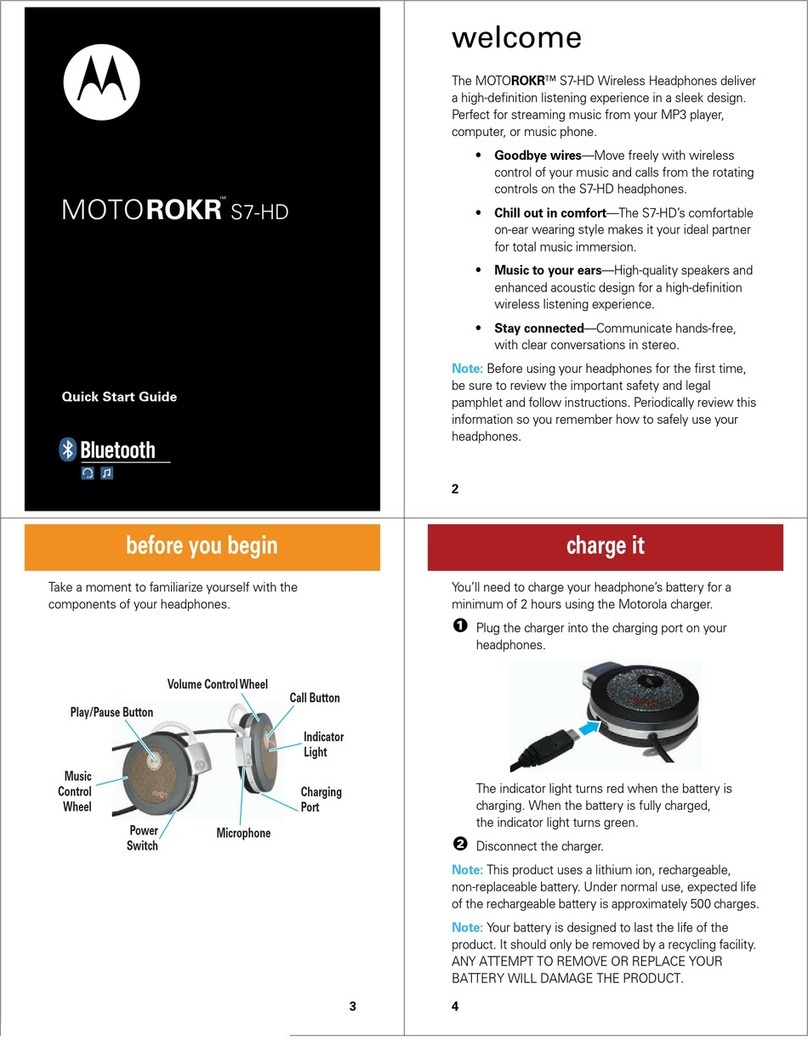 Motorola MOTOROKR S7-HD quick start guide