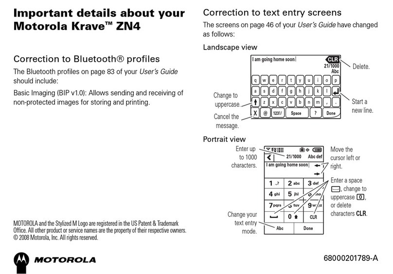 Motorola Krave ZN4 Operating manual