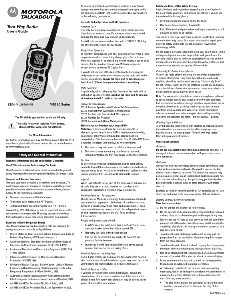 Motorola TalkAbout MS350 Series User manual