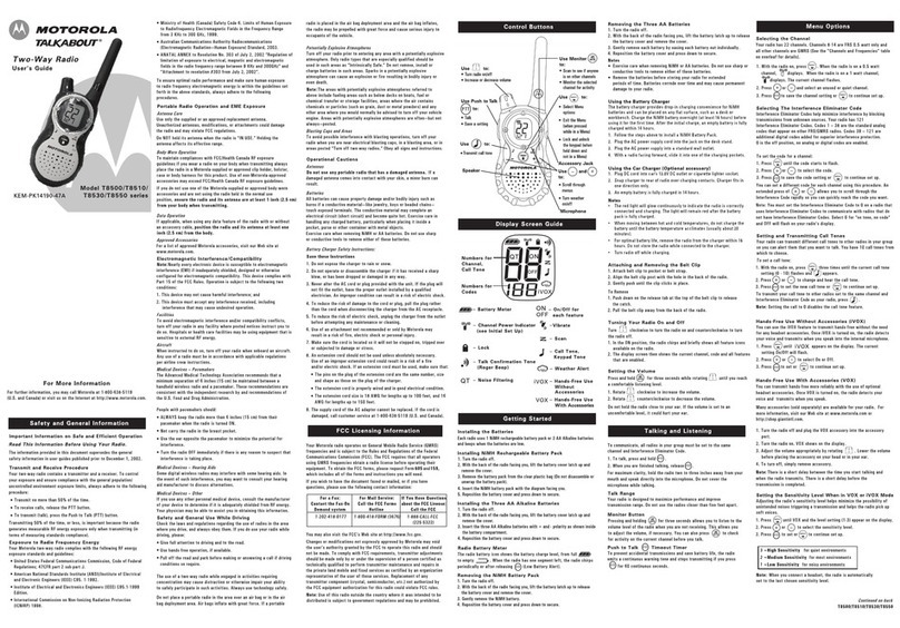 Motorola TALKABOUT T8500 Series User manual