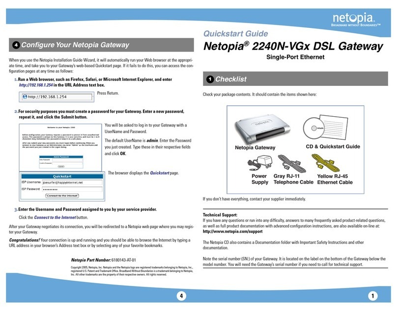 Netopia Netopia 2240N-VGx quick start guide