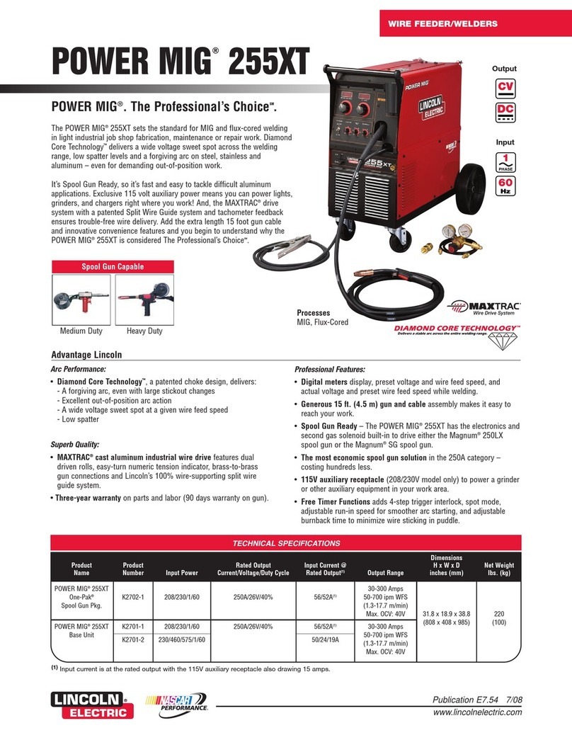 Lincoln Electric POWER MIG 255XT Technical specifications