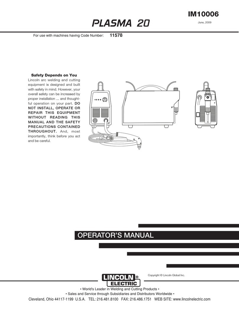 Lincoln Electric PLASMA 20 IM10006 Operator's manual