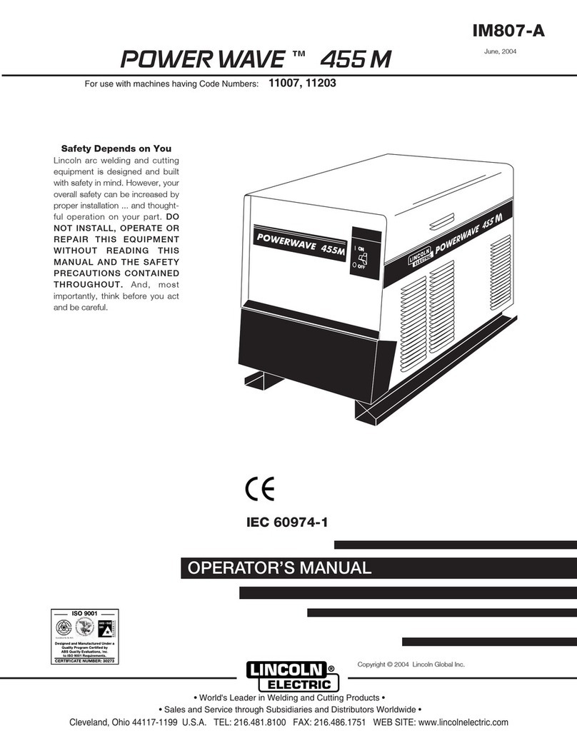 Lincoln Electric POWER WAVE 405M Operator's manual Lincoln Electric POWER WAVE 405M Operator's manual