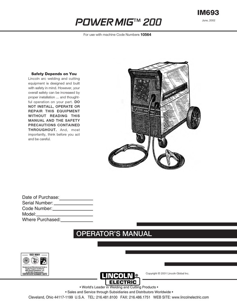 Lincoln Electric POWER MIGTM 200 IM693 User manual