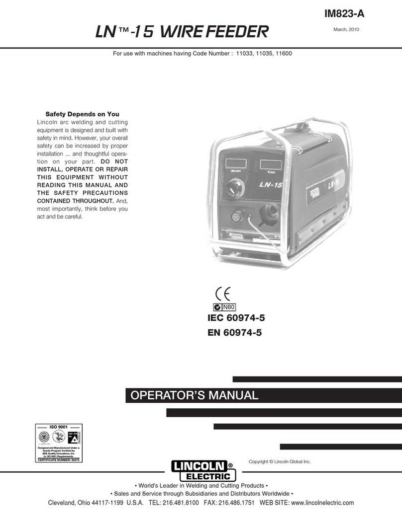 Lincoln Electric LN -15 WIRE FEEDER IM823-A Operator's manual