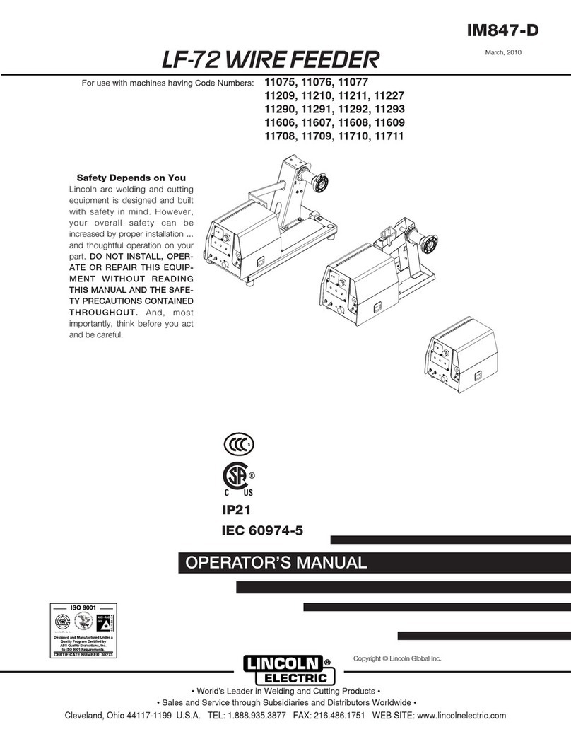 Lincoln Electric LF-72 WIRE FEEDER IM847-D Operator's manual