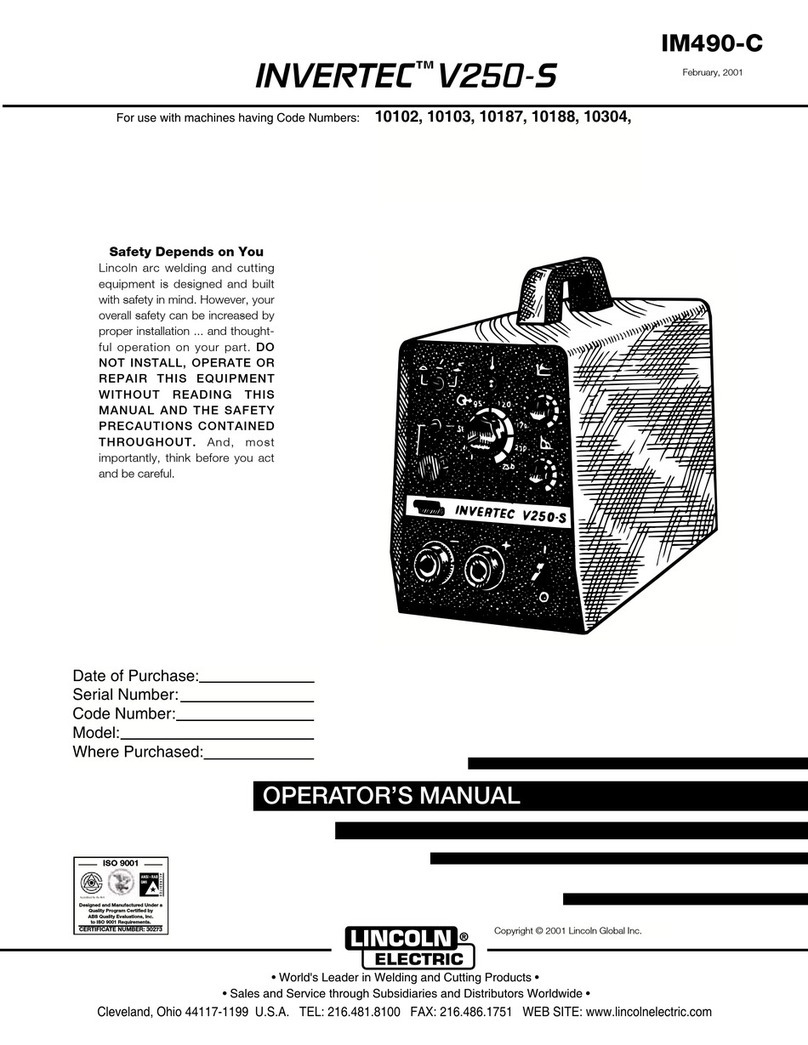 Lincoln Electric INVERTEC V250-S IM490-C Operator's manual