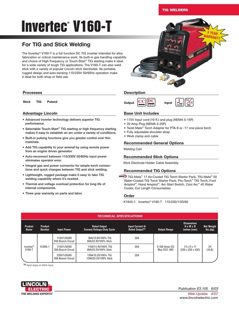 Lincoln Electric Invertec V160-T Technical specifications