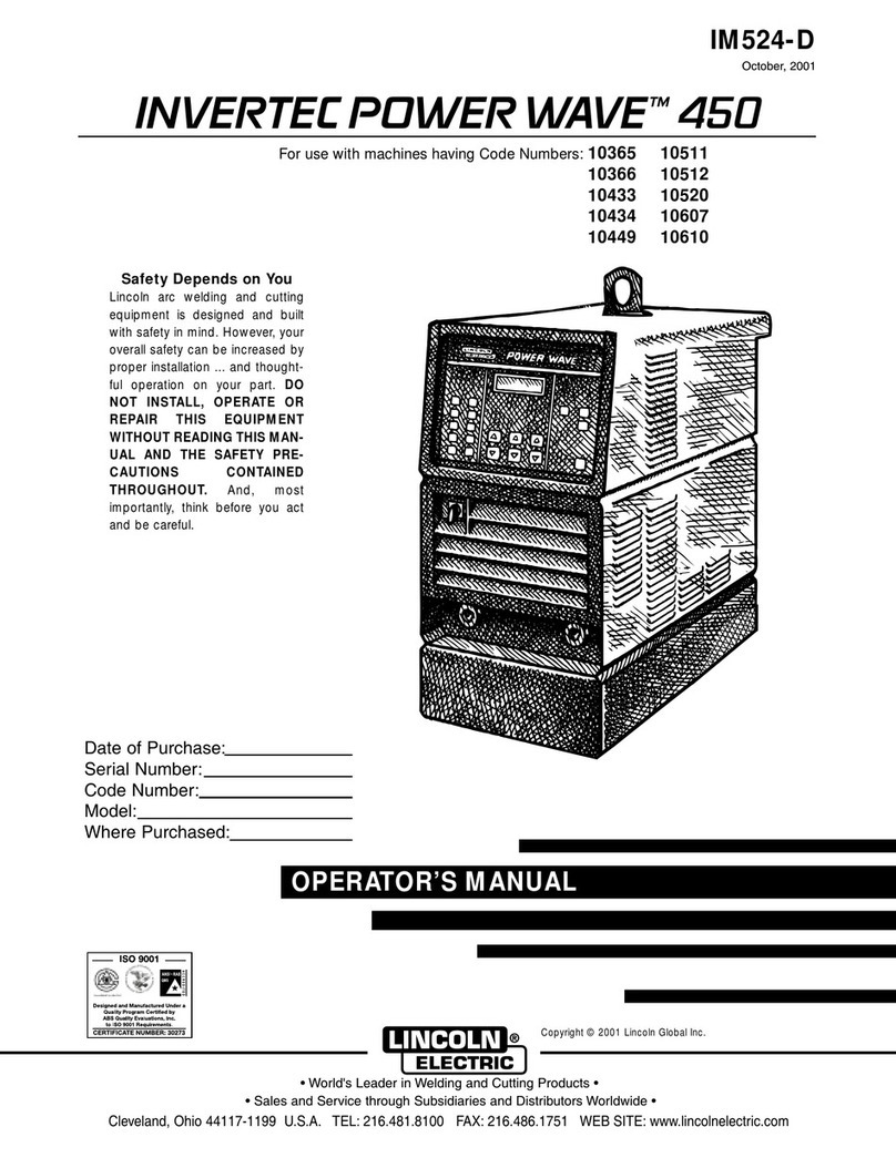 Lincoln Electric INVERTEC POWER WAVE 450 IM524-D Operator's manual