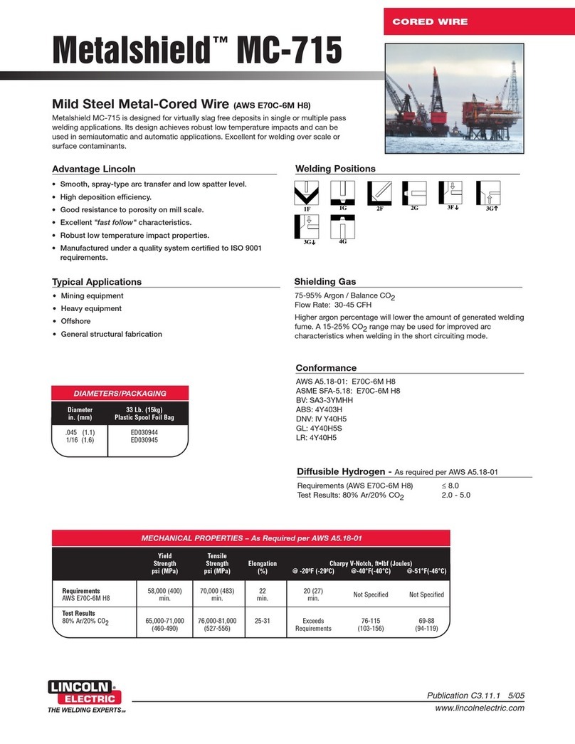 Lincoln Electric Metalshield MC-715 Specification sheet