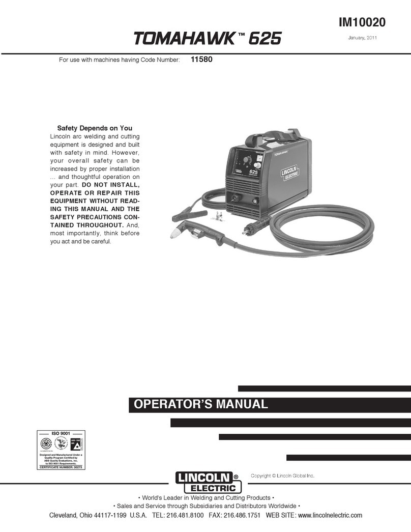 Lincoln Electric TOMAHAWK TM 625 IM10020 Operator's manual