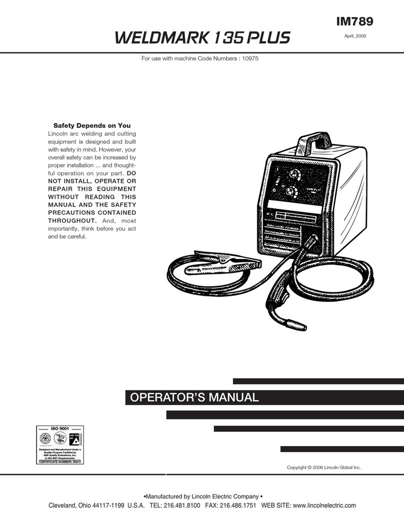Lincoln Electric WELDMARK 135 PLUS IM789 User manual Lincoln Electric WELDMARK 135 PLUS IM789 User manual