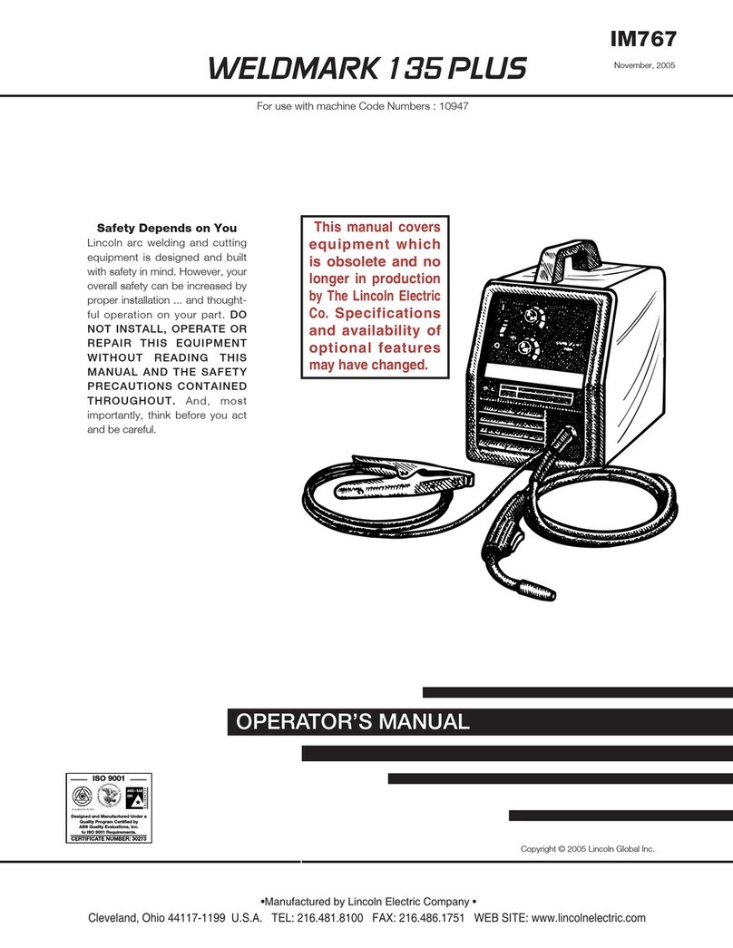 Lincoln Electric WELDMARK 135 PLUS IM767 Operator's manual Lincoln Electric WELDMARK 135 PLUS IM767 Operator's manual