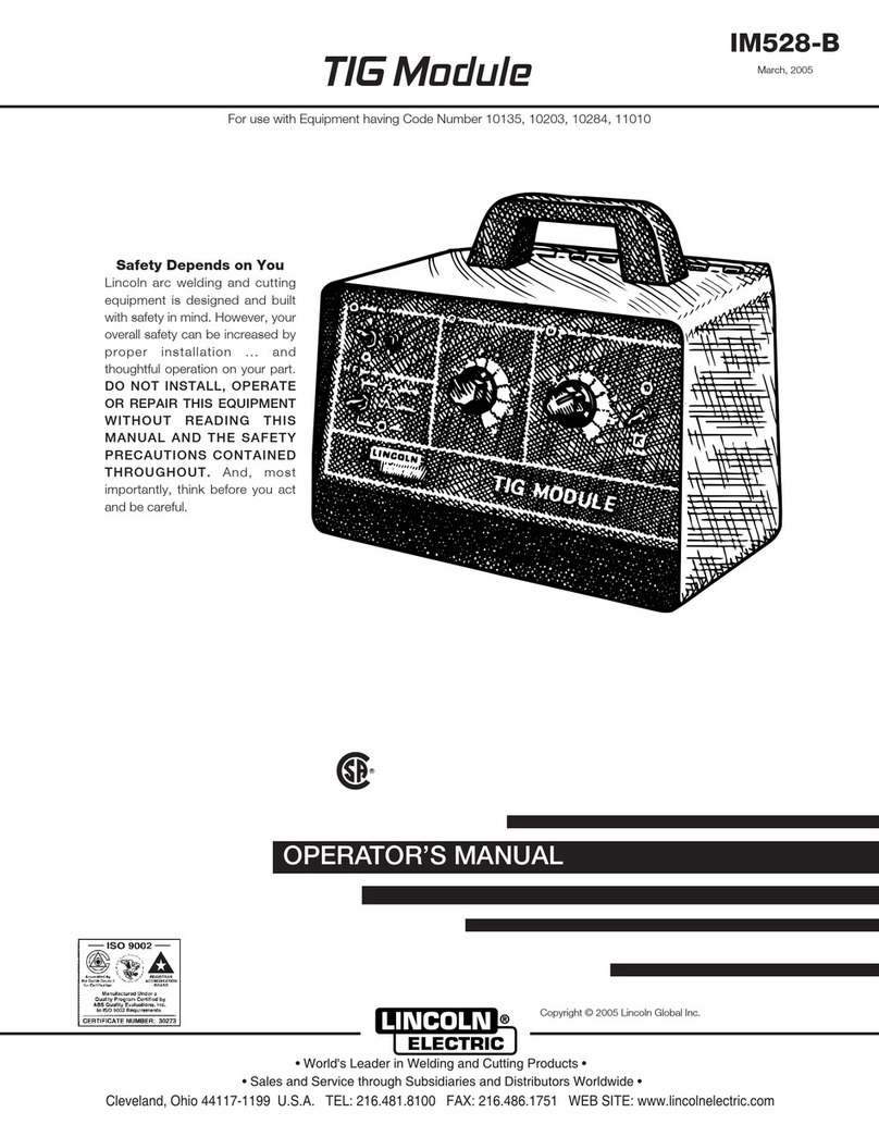 Lincoln Electric TIG MODULE IM528-B Operator's manual Lincoln Electric TIG MODULE IM528-B Operator's manual