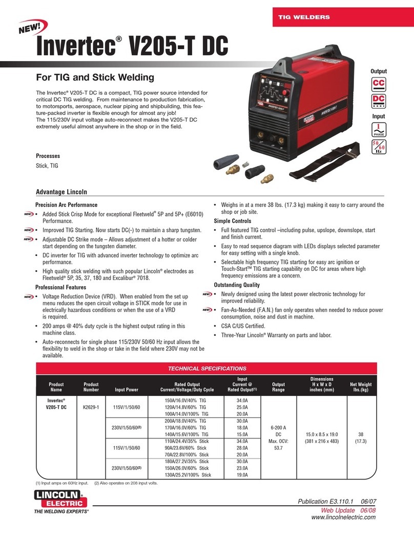 Lincoln Electric INVERTEC V205-T DC User manual Lincoln Electric INVERTEC V205-T DC User manual