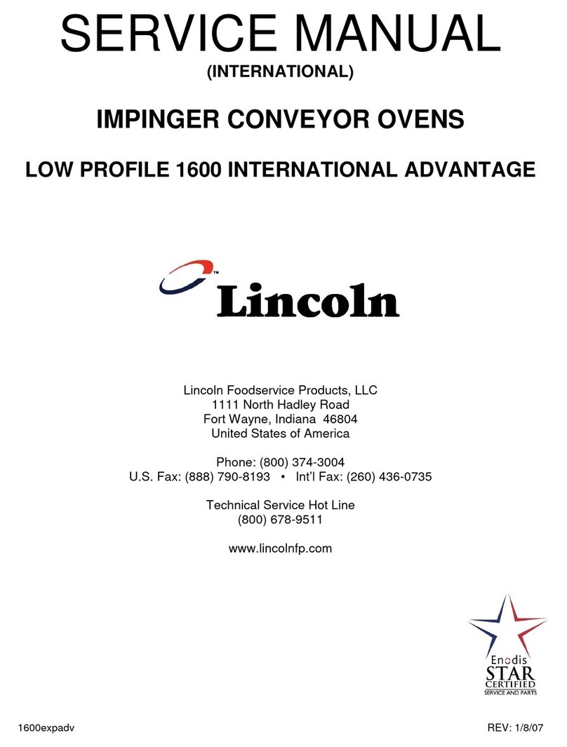 Lincoln Impinger Conveyor Ovens 1633-000-EA Service manual