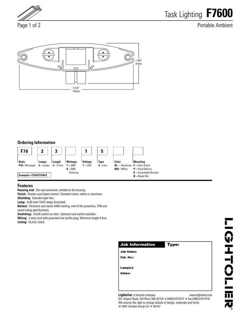 Lightolier Task Lighting F7600 User manual