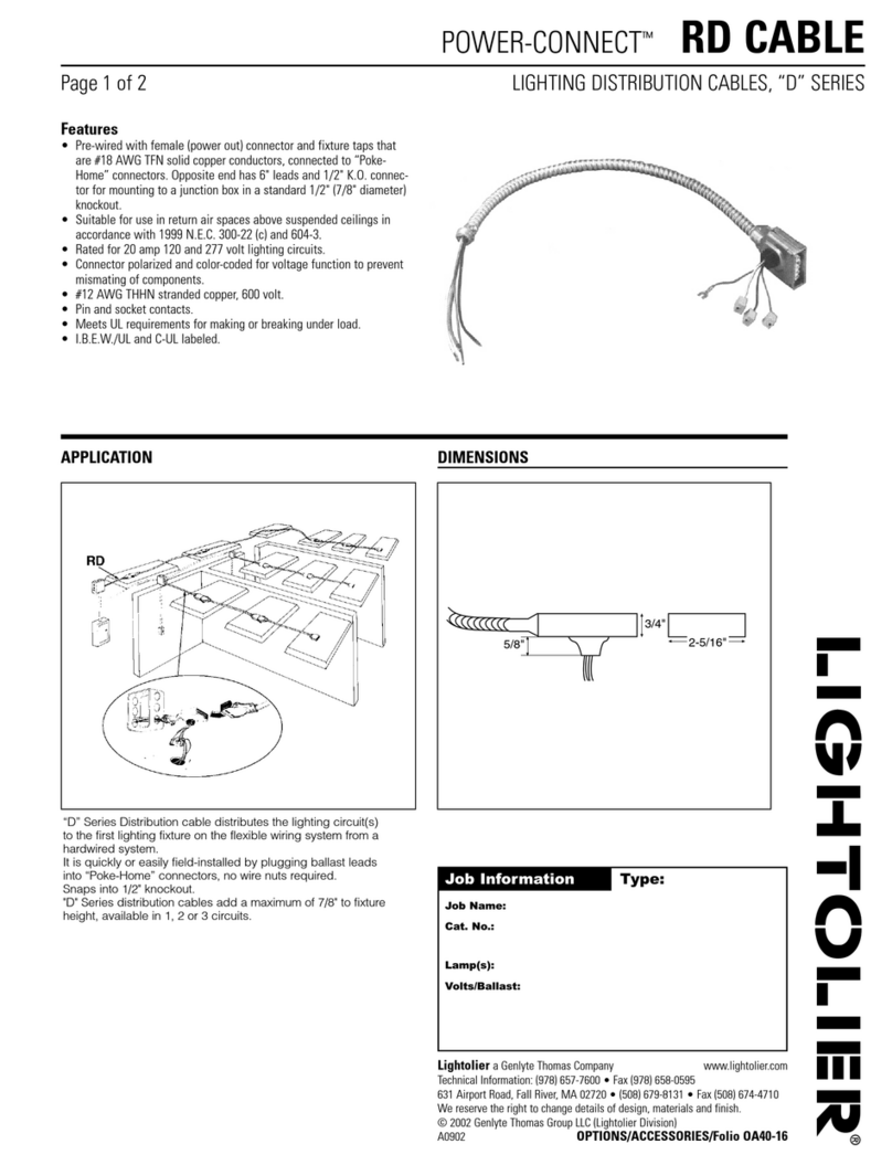 Lightolier Power Connect RD Cable installation manual