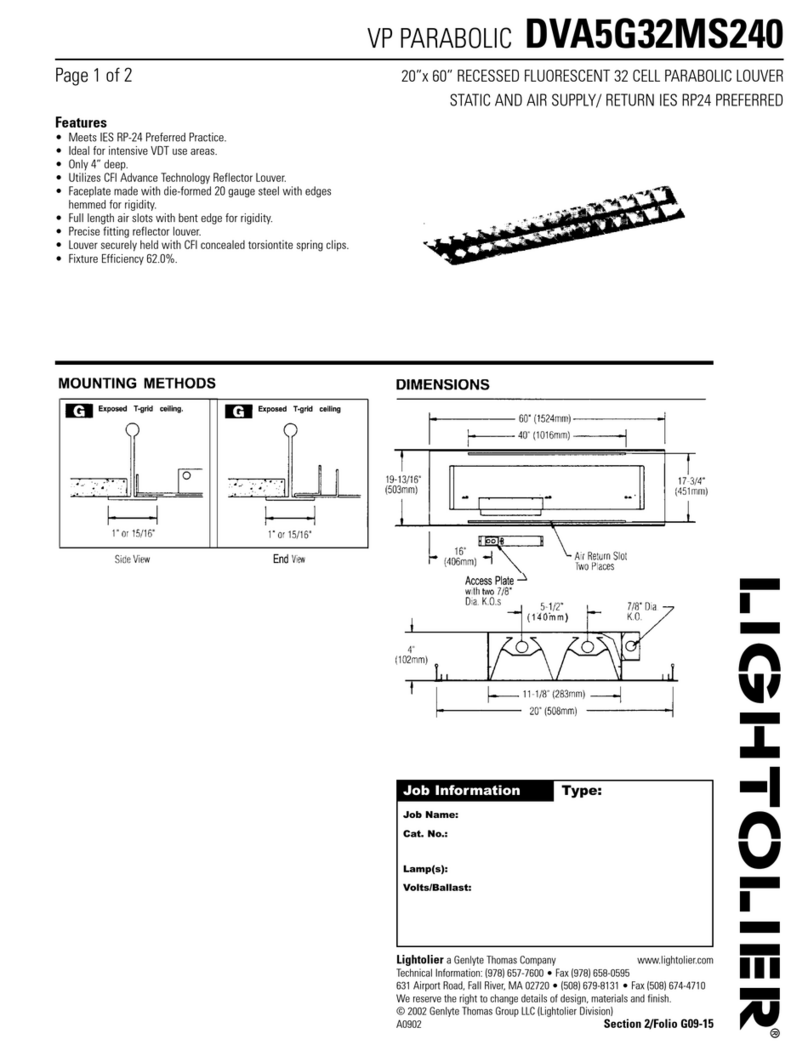 Lightolier VP PARABOLIC DVA5G32MS240 User manual