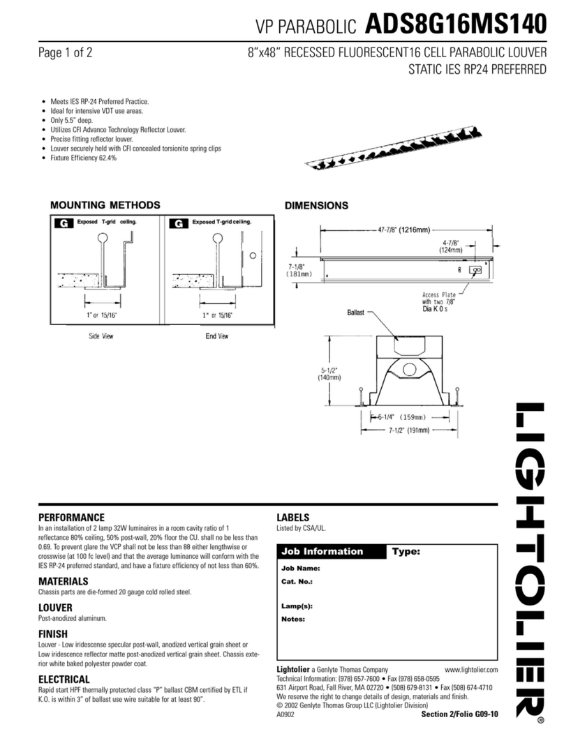 Lightolier VP Parabolic ADS8G16MS140 User manual