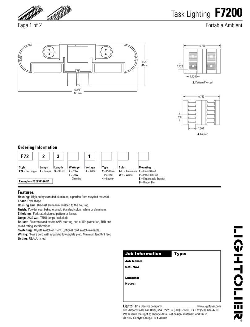 Lightolier Task Lighting F7200 User manual