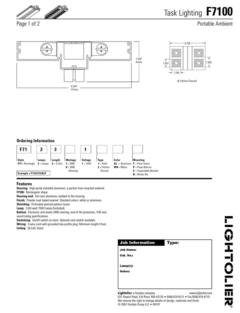 Lightolier Task Lighting F7100 User manual