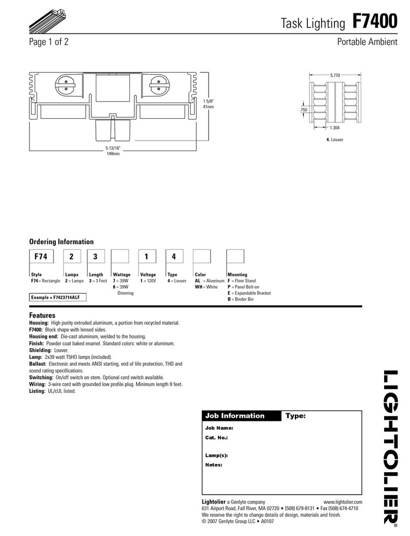 Lightolier Task Lighting F7400 User manual