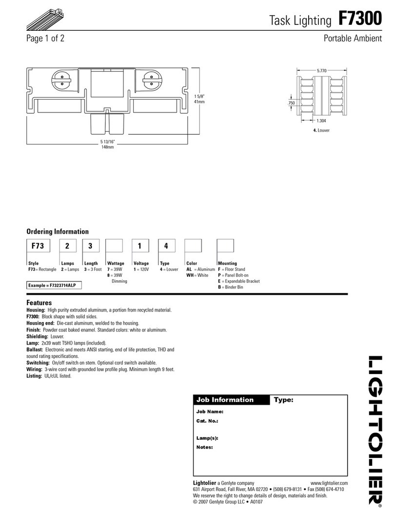 Lightolier Task Lighting F7300 User manual