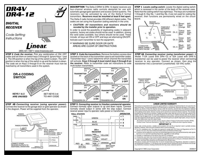 Linear DR4-12 User instructions