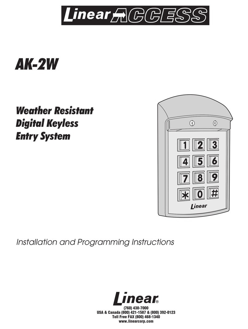 Linear WEATHER RESISTANT KEYLESS ENTRY SYSTEM AK-2W Technical specifications