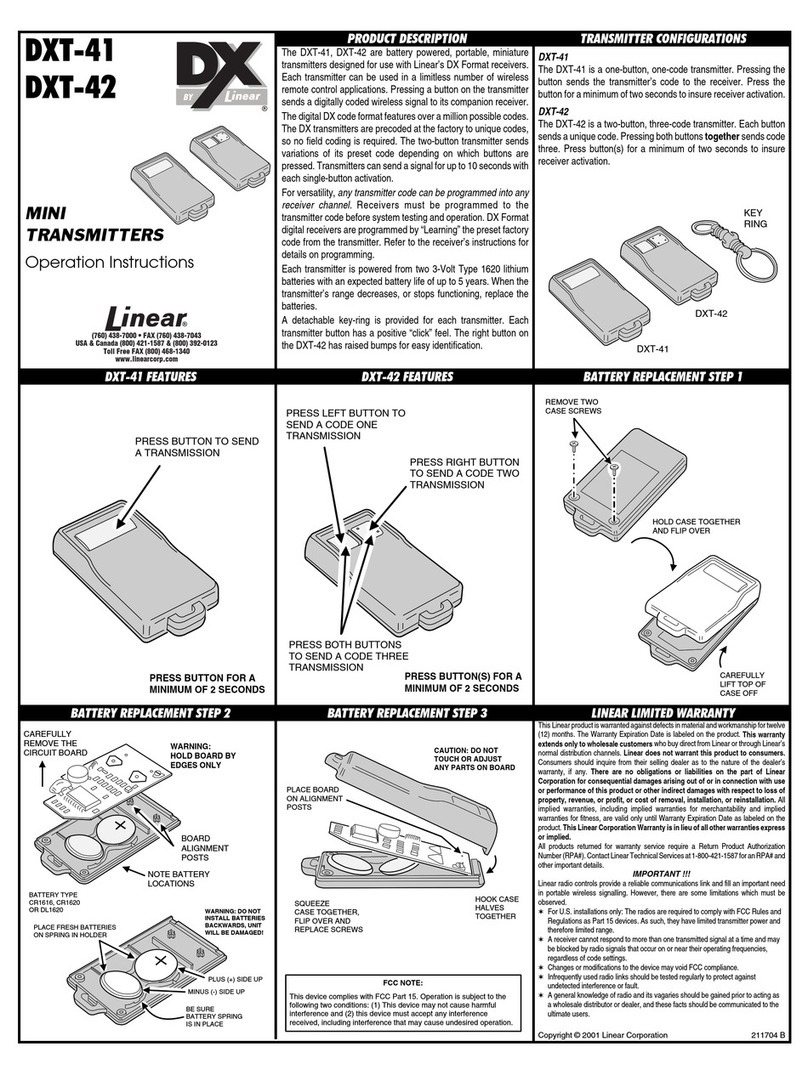 Linear DX DXT-41 User manual