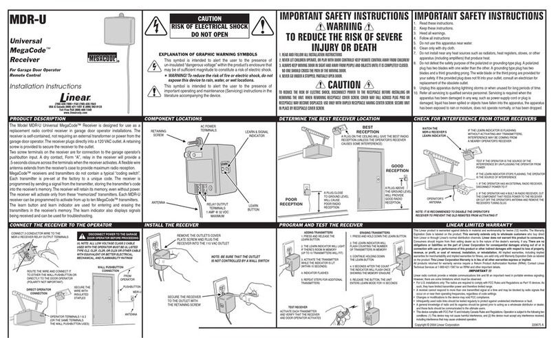 Linear MEGACODE MDR-U User manual