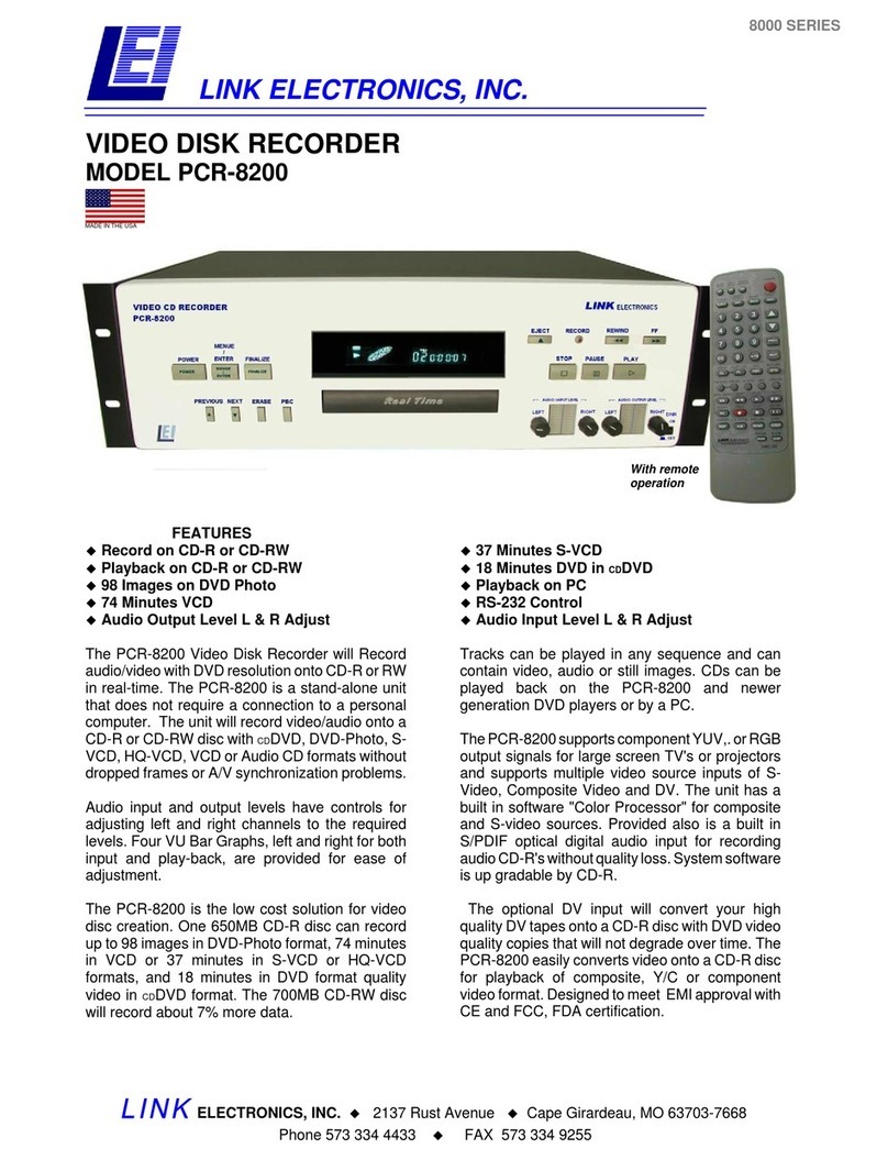 Link electronics PCR-8200 Specifications