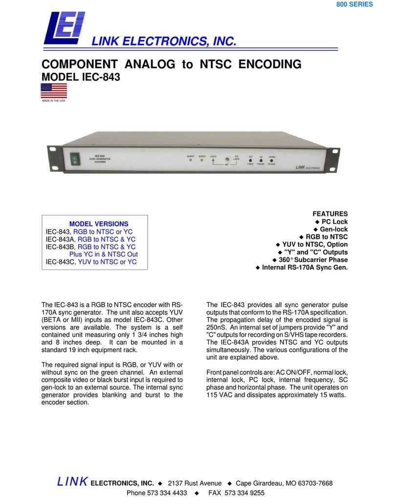 Link electronics Component Analog to NTSC Encoding IEC-843 Specification sheet