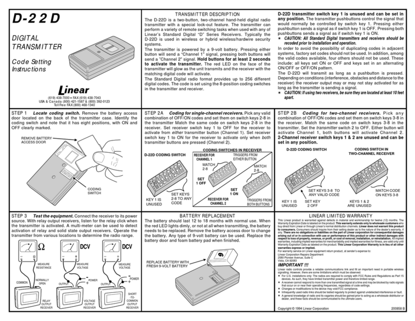 Linear D-22D Administrator guide