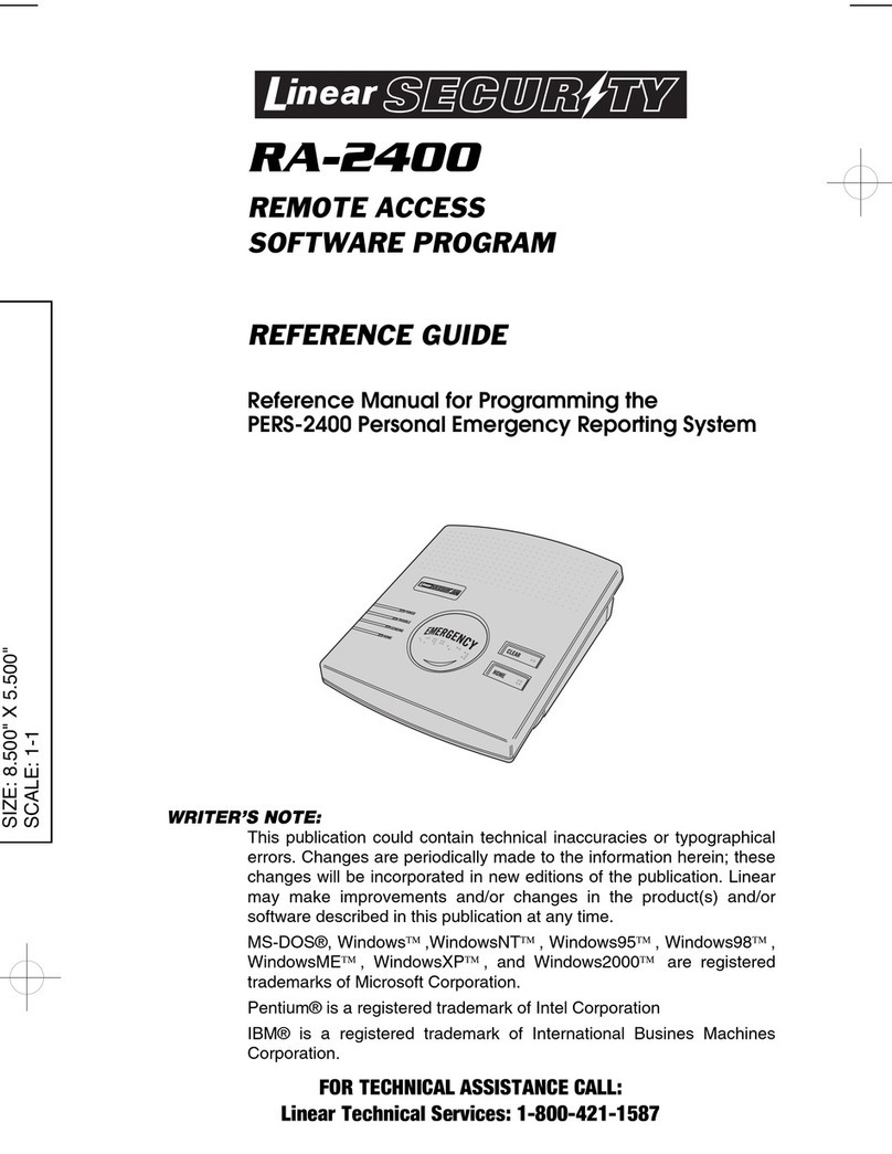 Linear PERS-2400 PERSONAL EMERGENCY REPORTING SYSTEM... Programming guide