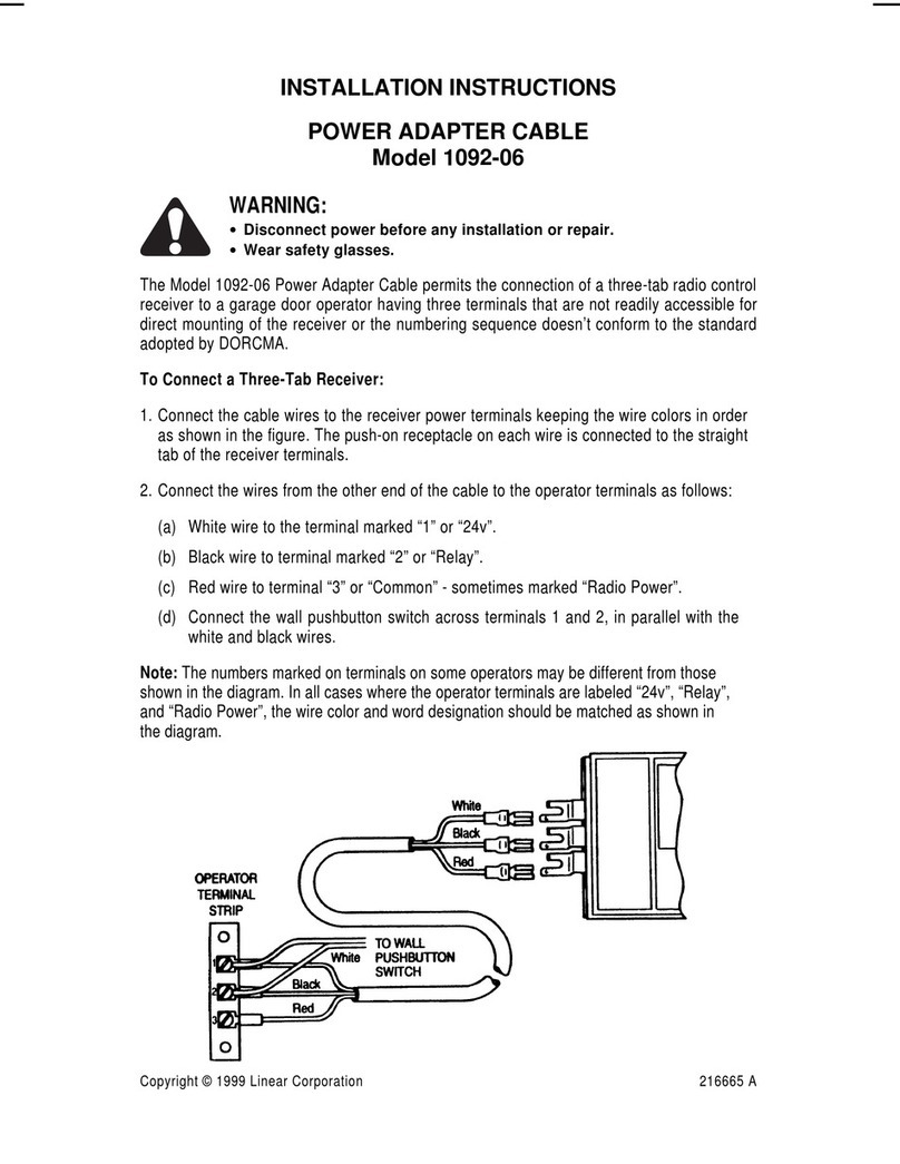Linear POWER ADAPTER CABLE 1092-06 User manual